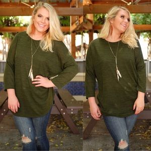 PLUS Olive Hacci Knit Tunic